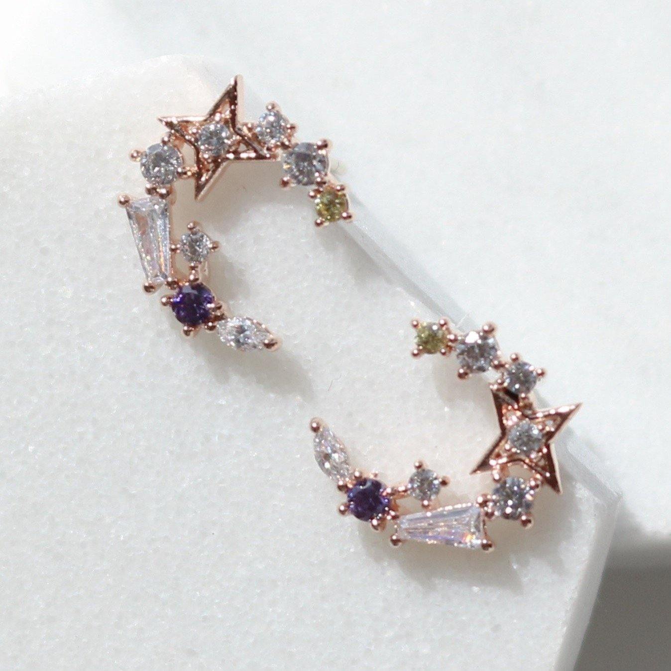 Blue moon star earrings-0