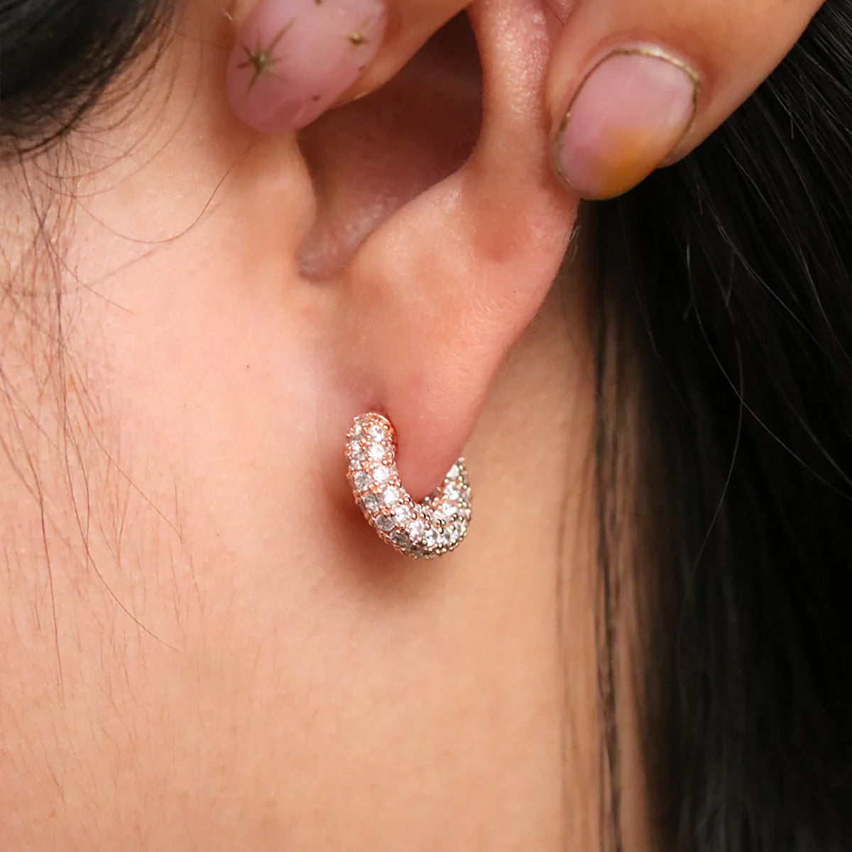 Gemstone semi-hoop earrings-1