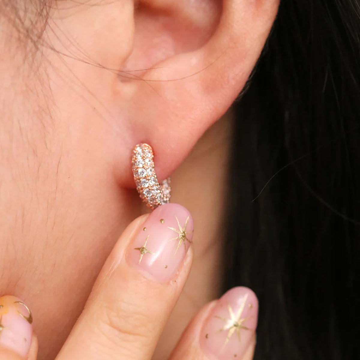 Gemstone semi-hoop earrings-2