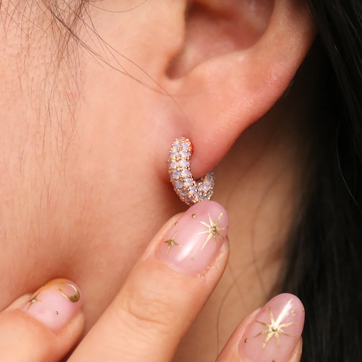 Gemstone semi-hoop earrings-3