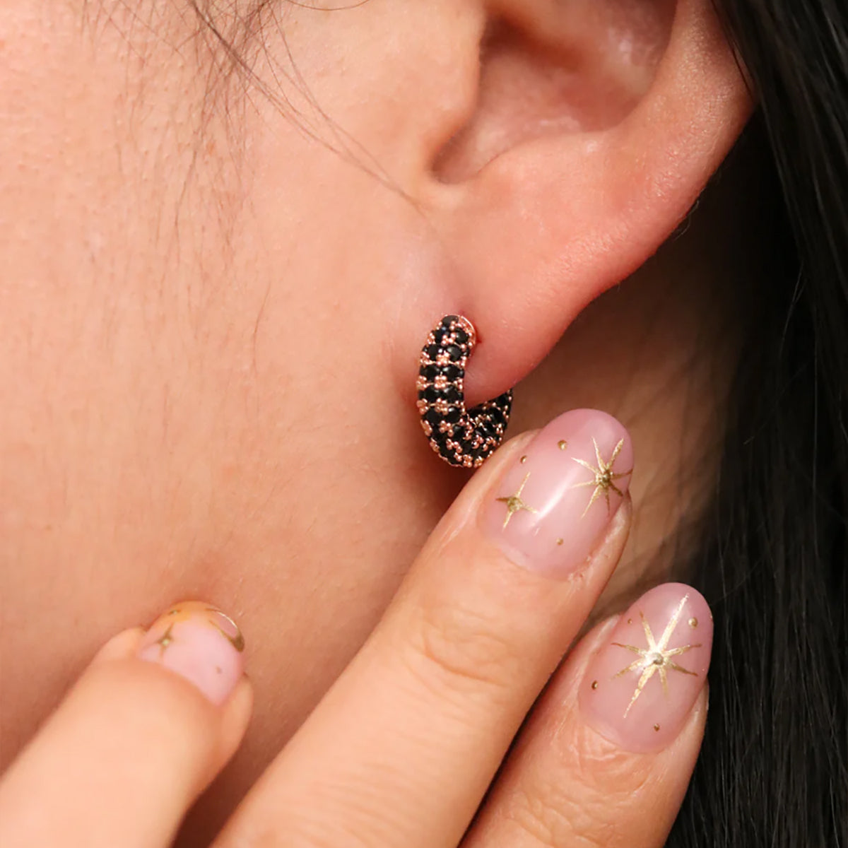 Gemstone semi-hoop earrings-4