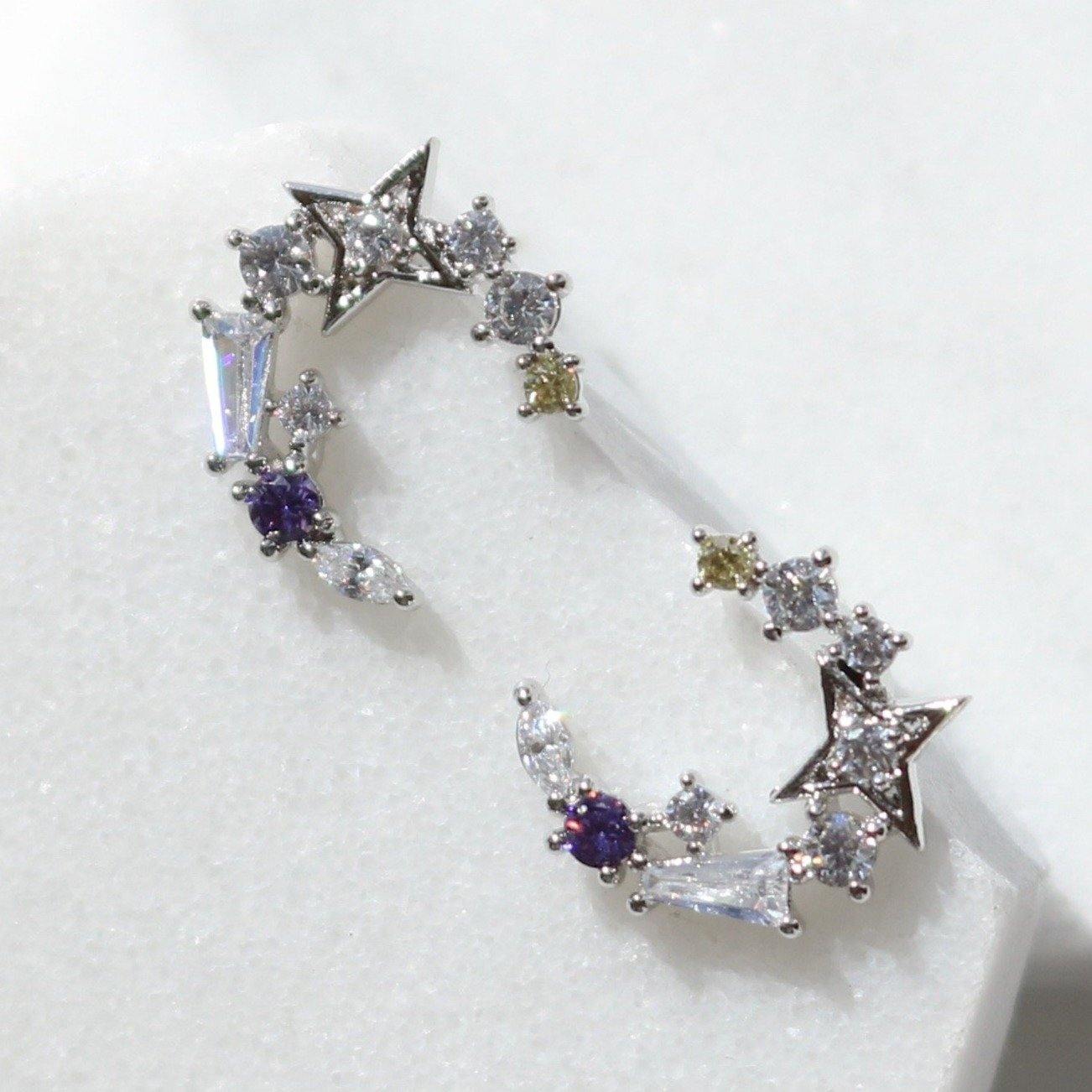 Blue moon star earrings-2