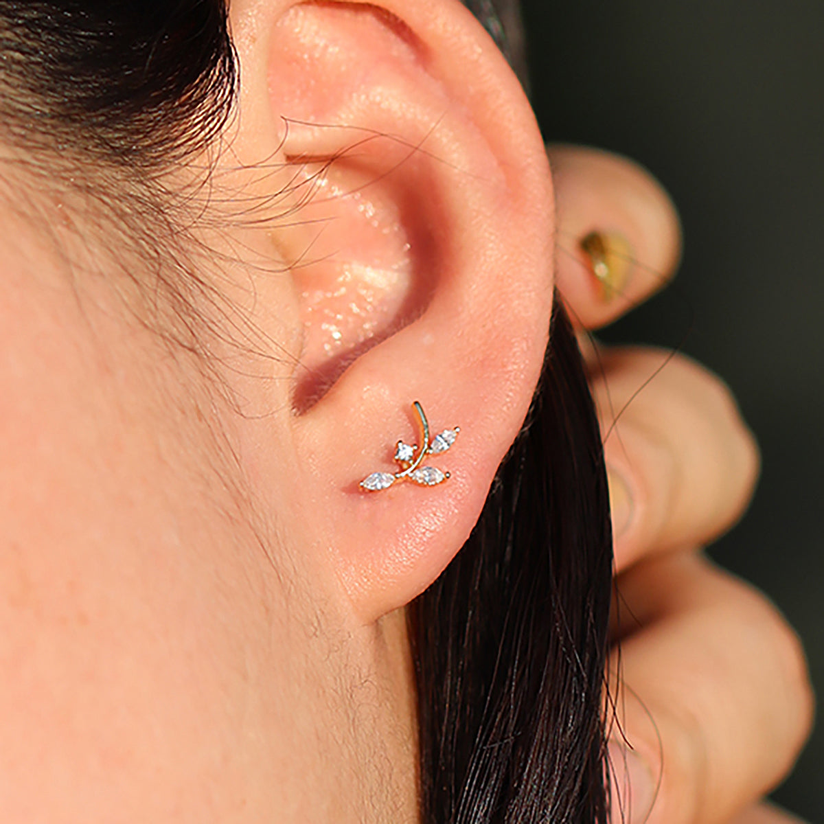 Cubic branch climber earrings-3