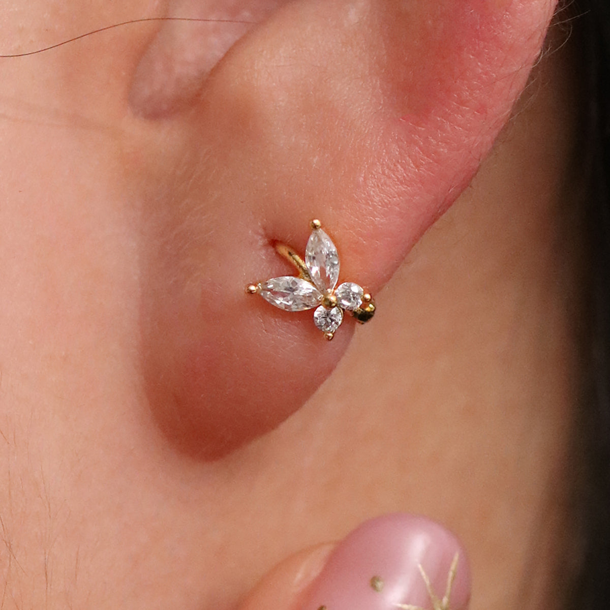 Crystal Butterfly Huggie Earring-1