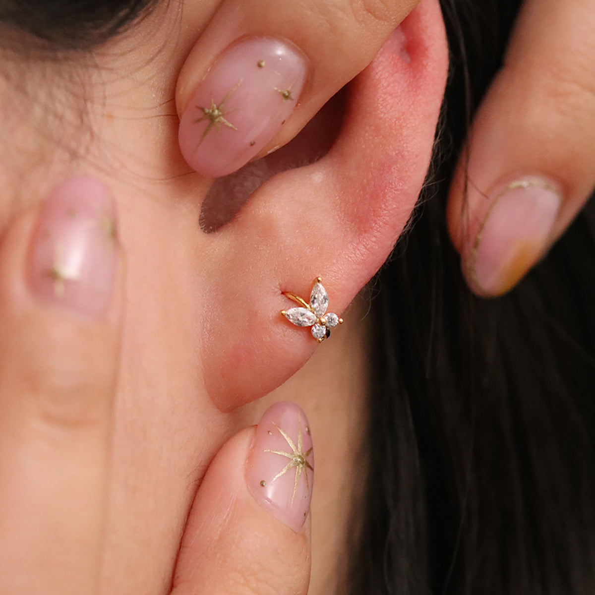 Crystal Butterfly Huggie Earring-2