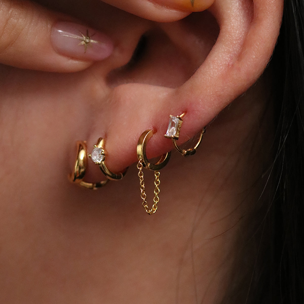 Single Cubic Huggie Earring-1