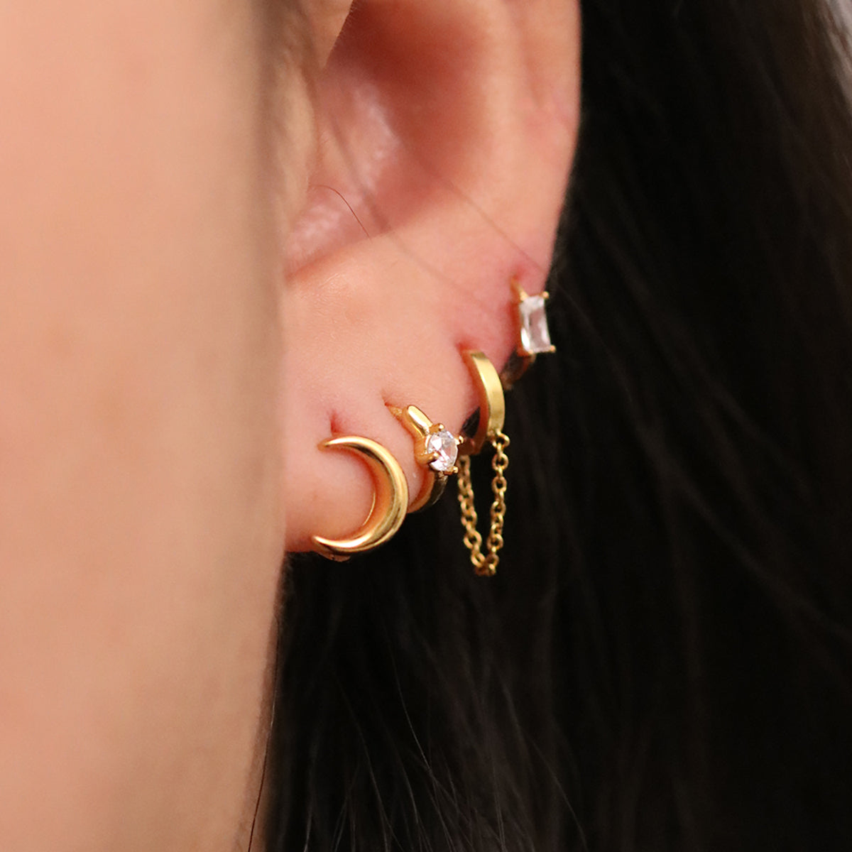 Single Cubic Huggie Earring-4
