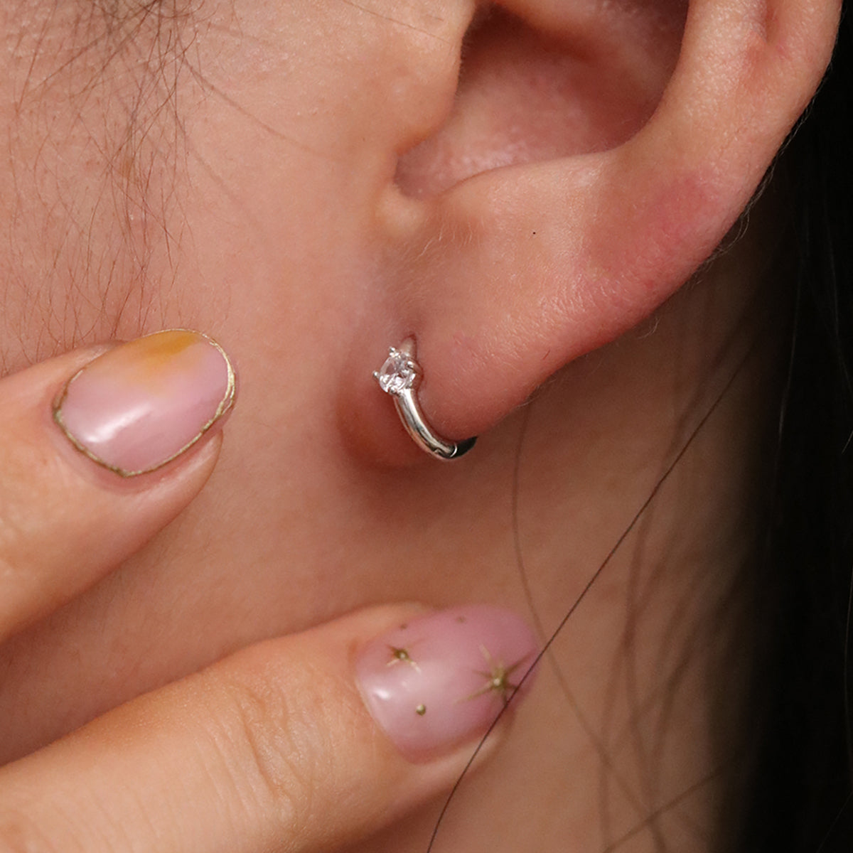 Single Cubic Huggie Earring-2