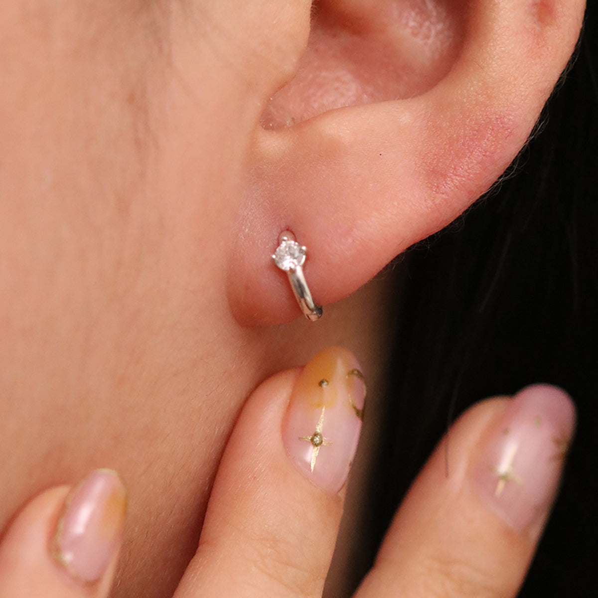 Single Cubic Huggie Earring-3