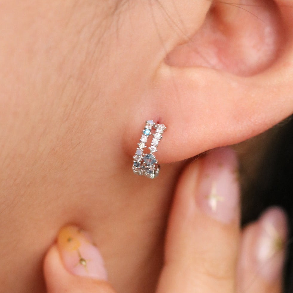 Blue Topaz and Moonstone Semi-Hoop Earrings-1