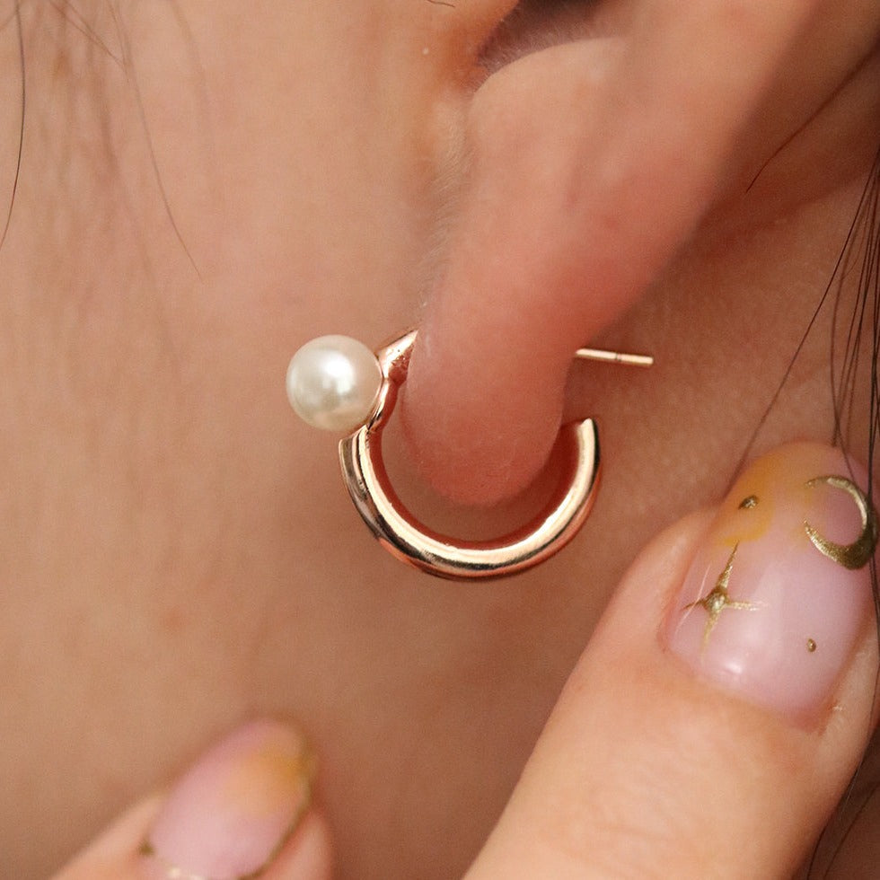 Chunky hoop with pearl earrings-0