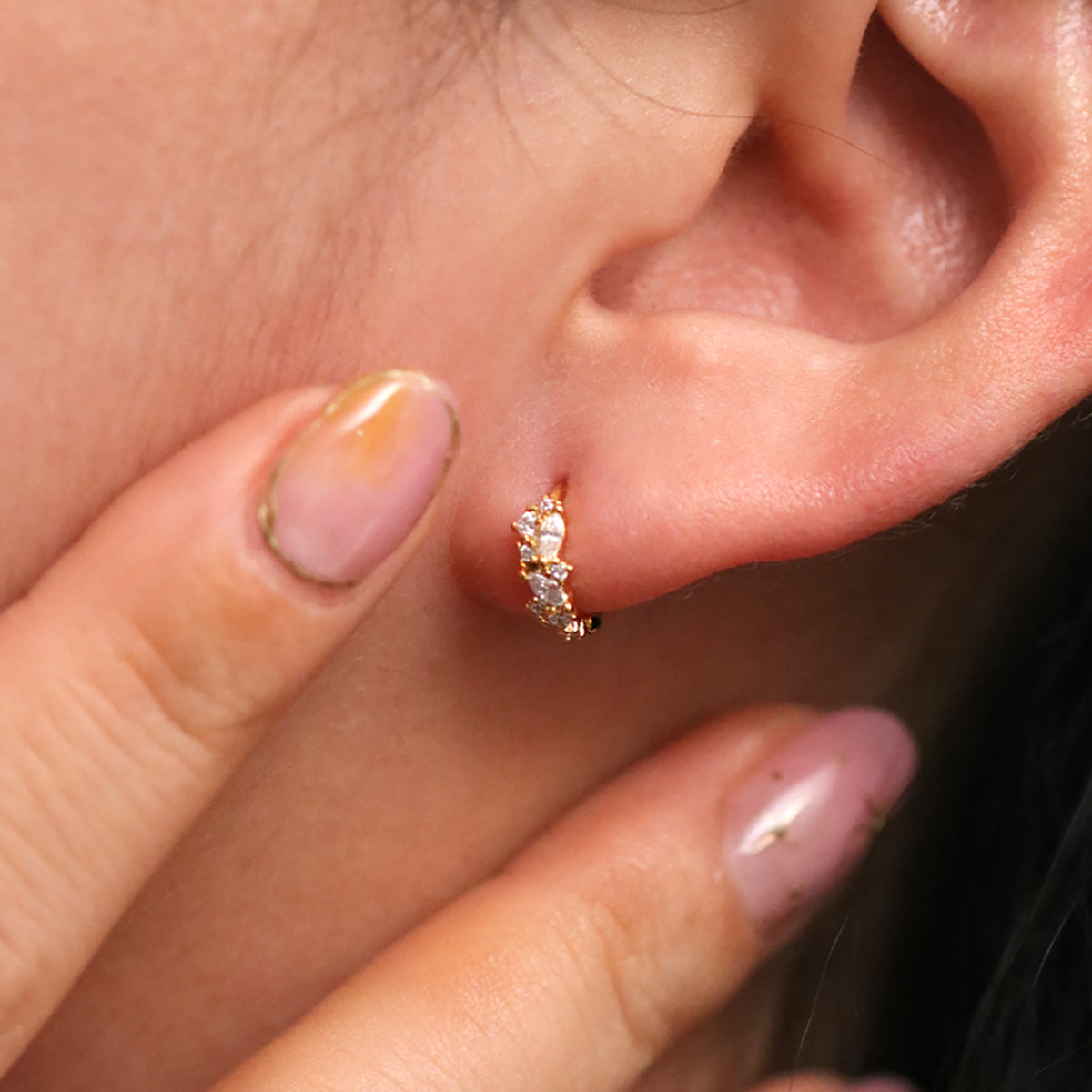 Cubic Cluster Huggie Earrings-1