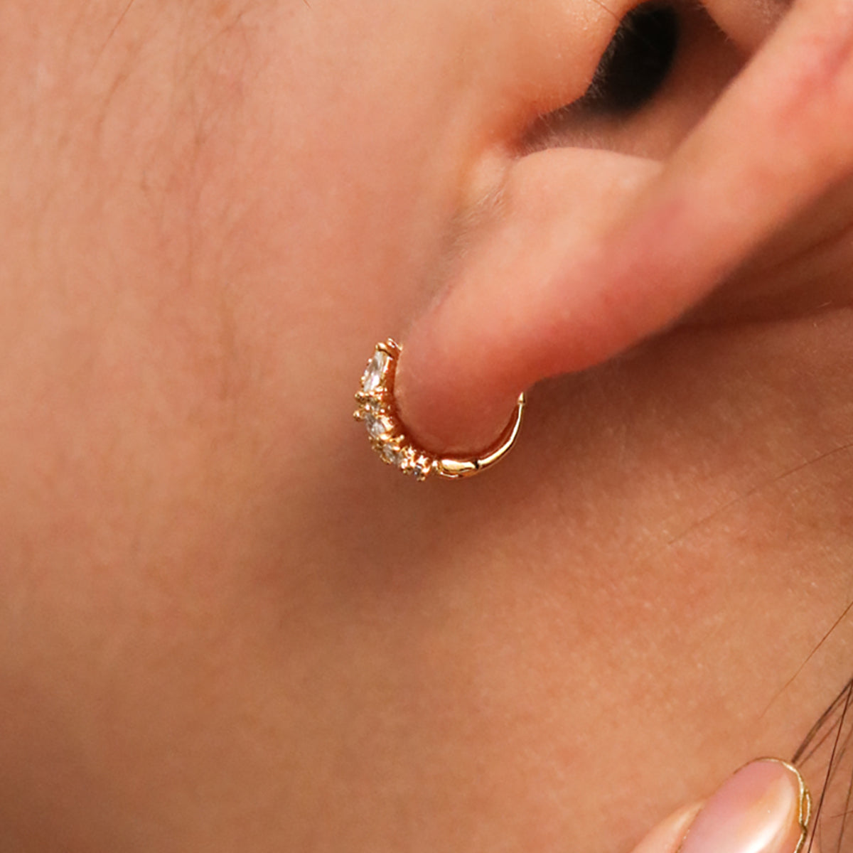 Cubic Cluster Huggie Earrings-2