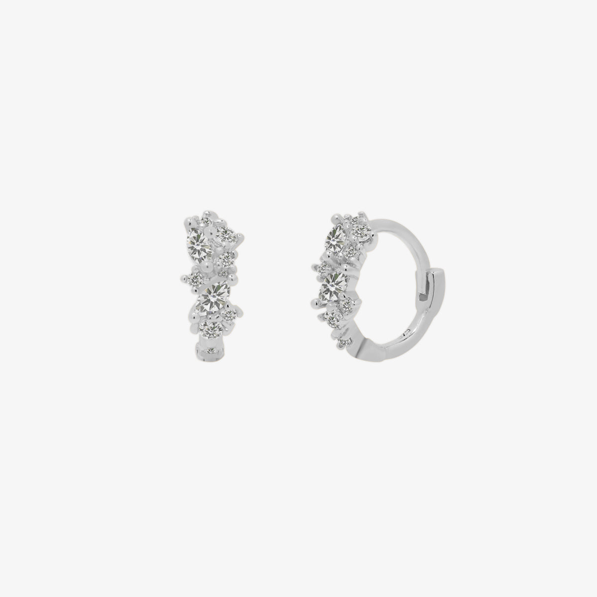Cubic Cluster Huggie Earrings-5