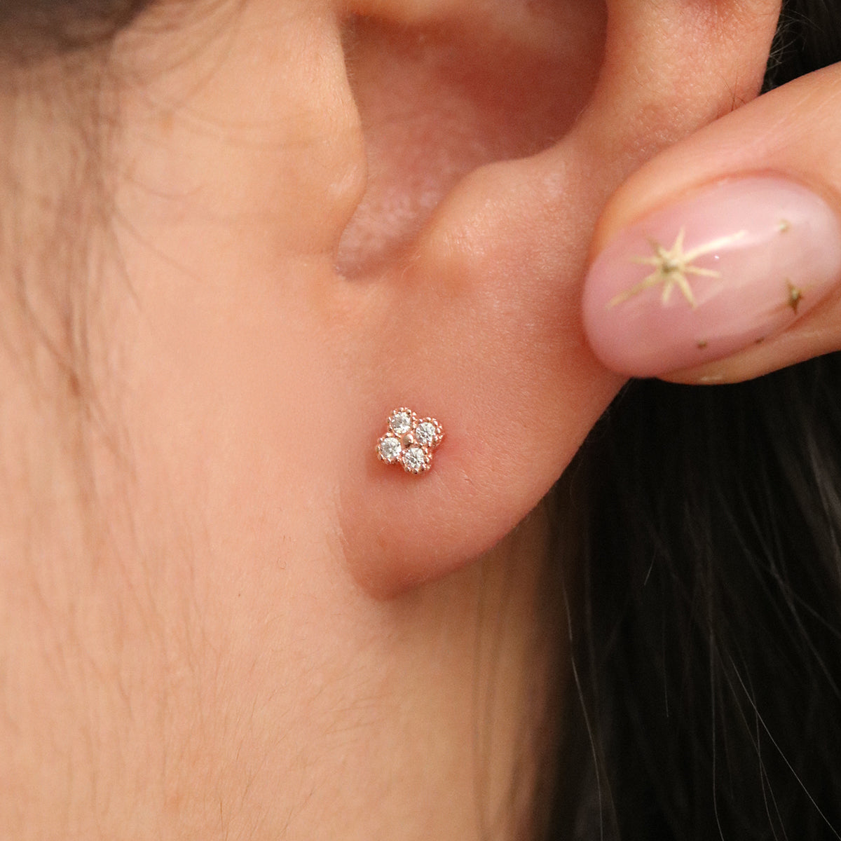 Clover Sparkle Stud Earrings-3