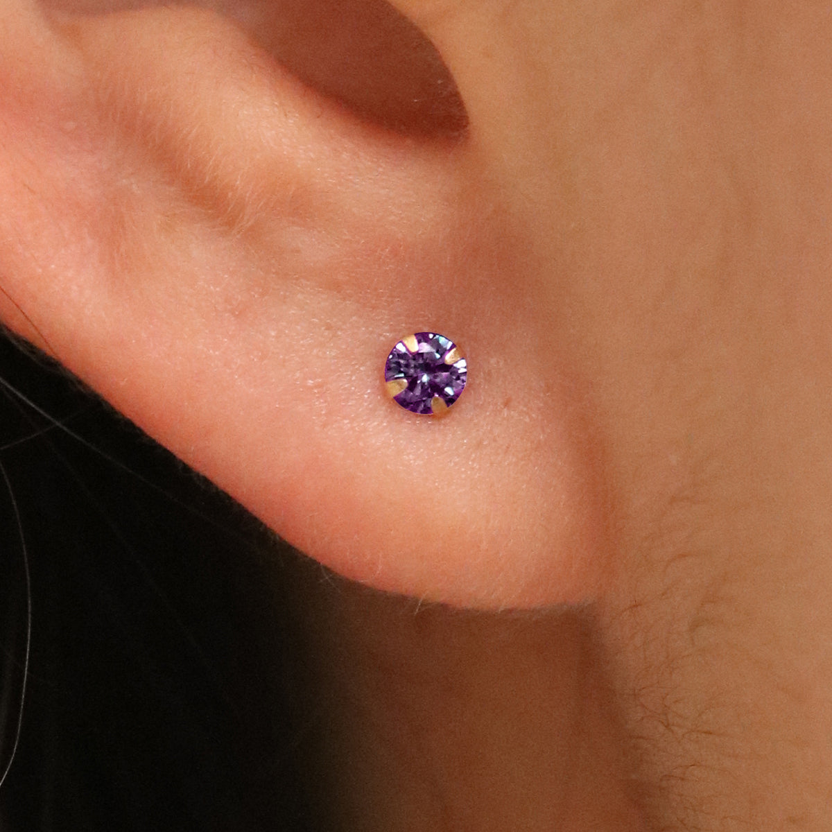 Amethyst 3mm studs-1