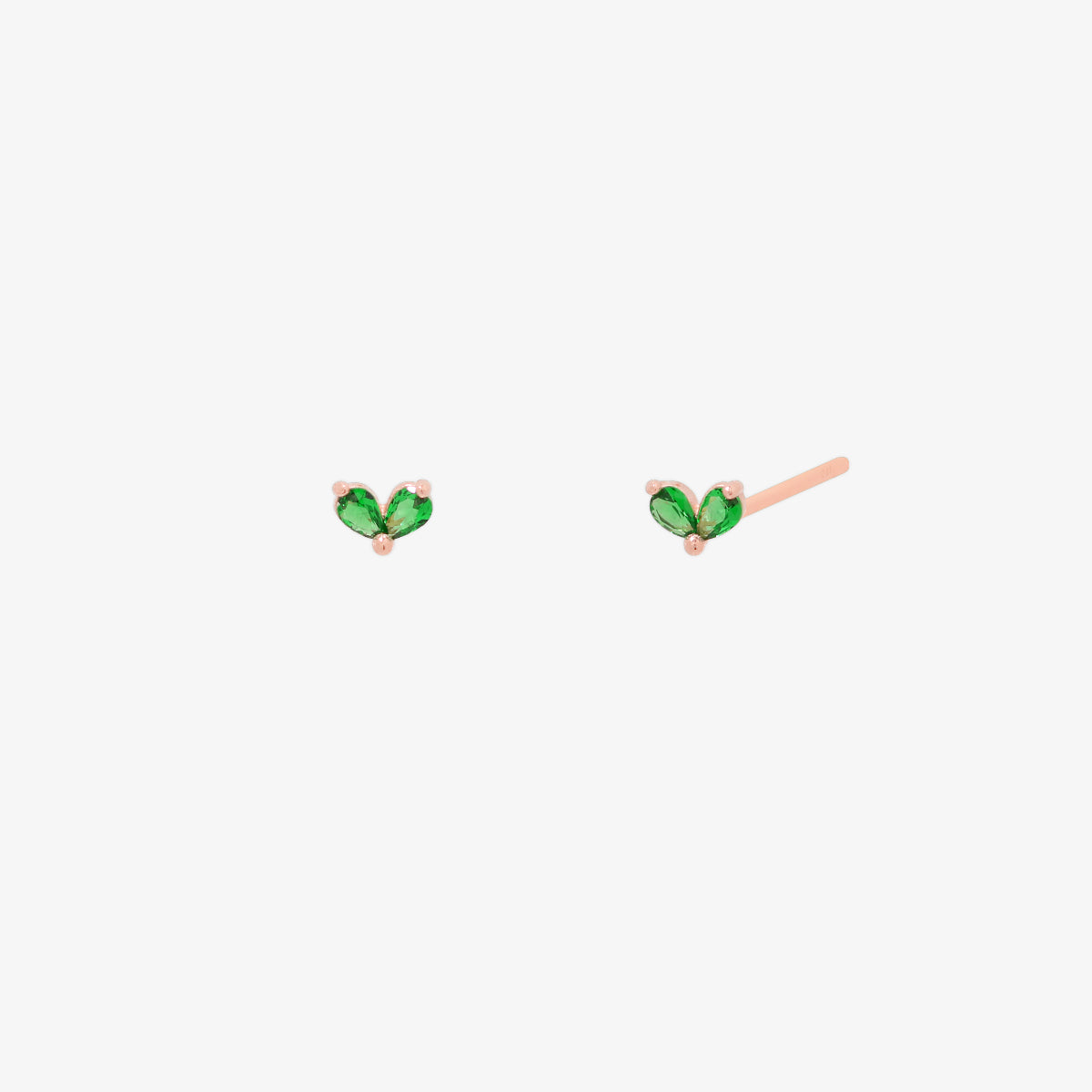 Tiny green leaf stud earrings-6