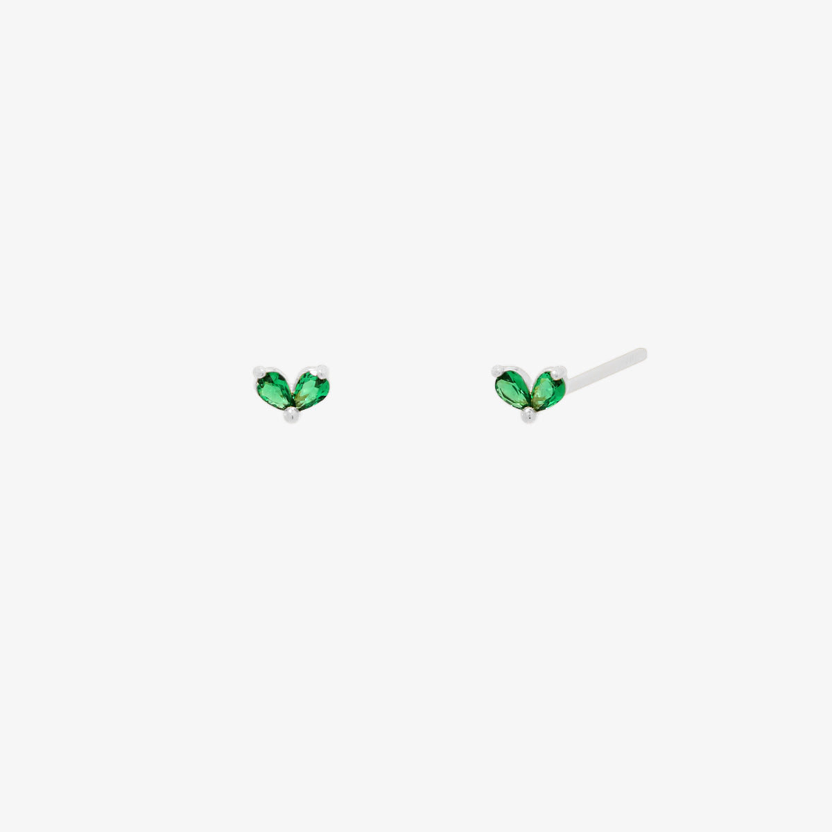 Tiny green leaf stud earrings-5