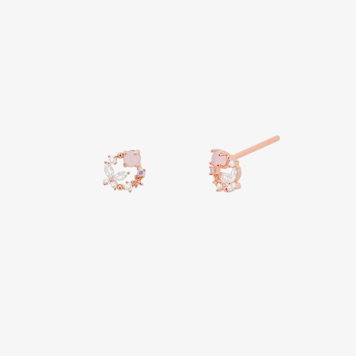 Butterfly rose quartz stud earrings-5
