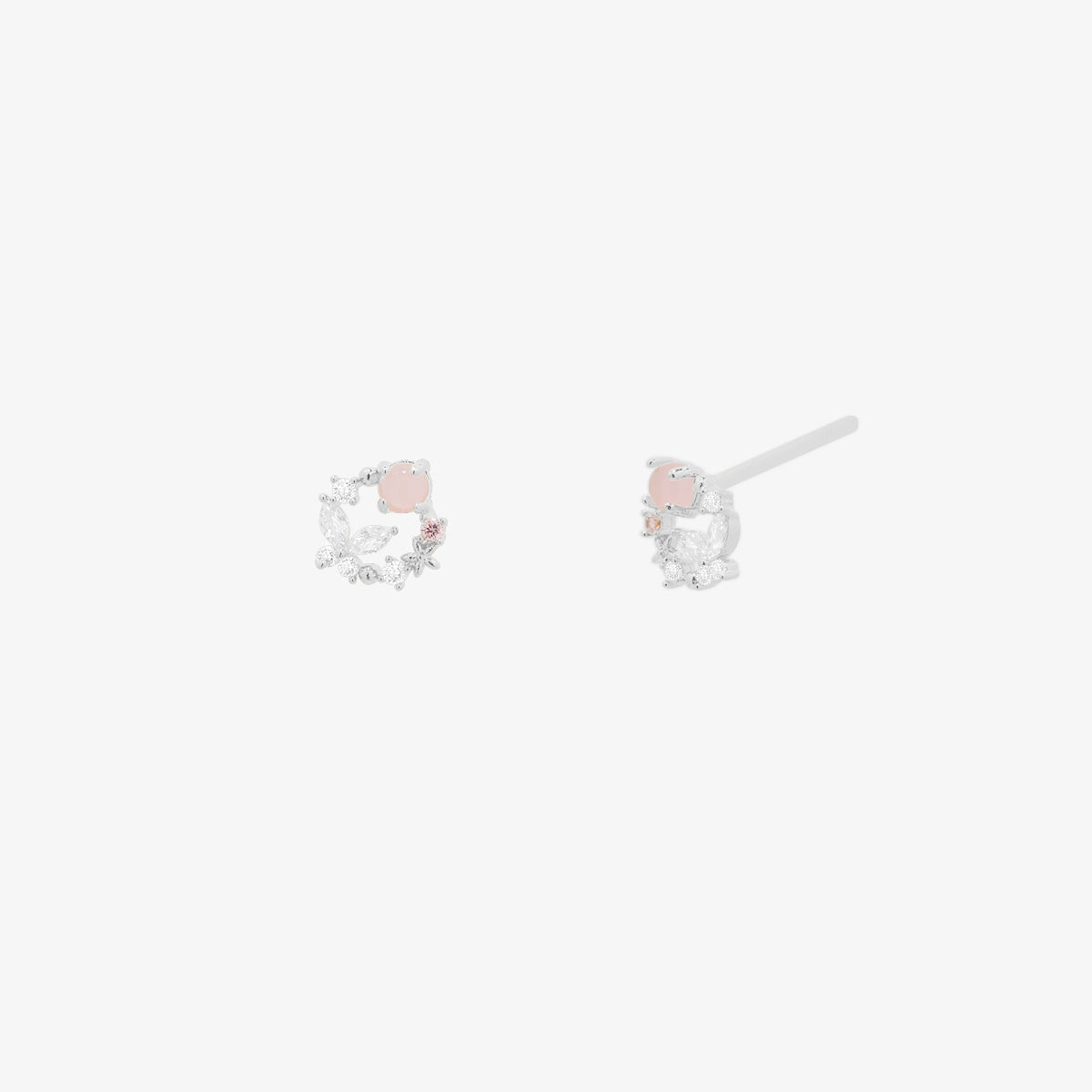Butterfly rose quartz stud earrings-4