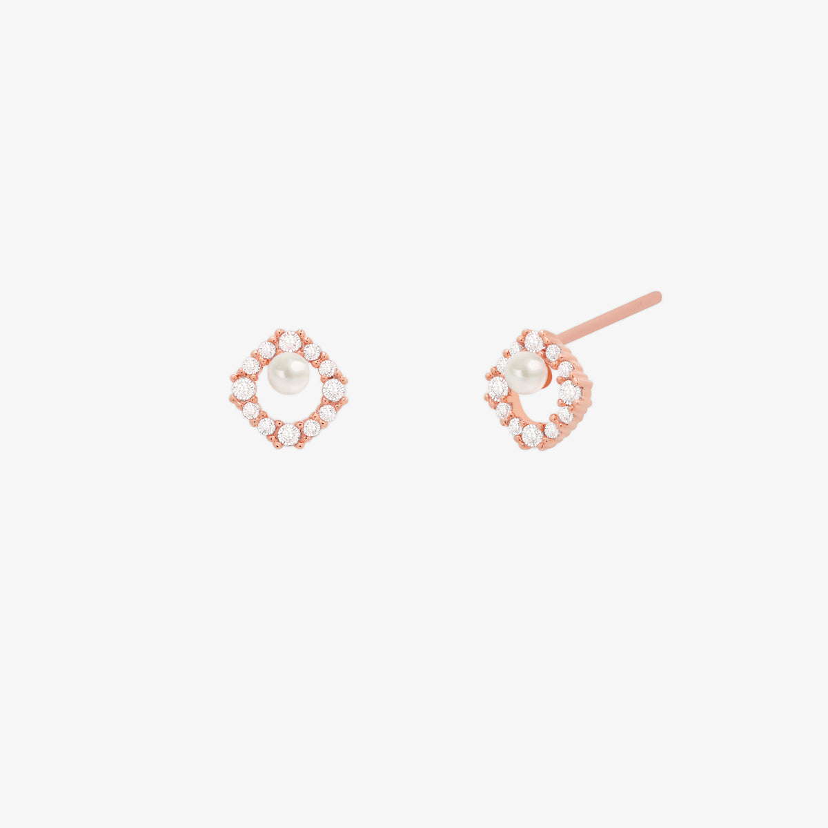 Cubic circle pearl earrings-5