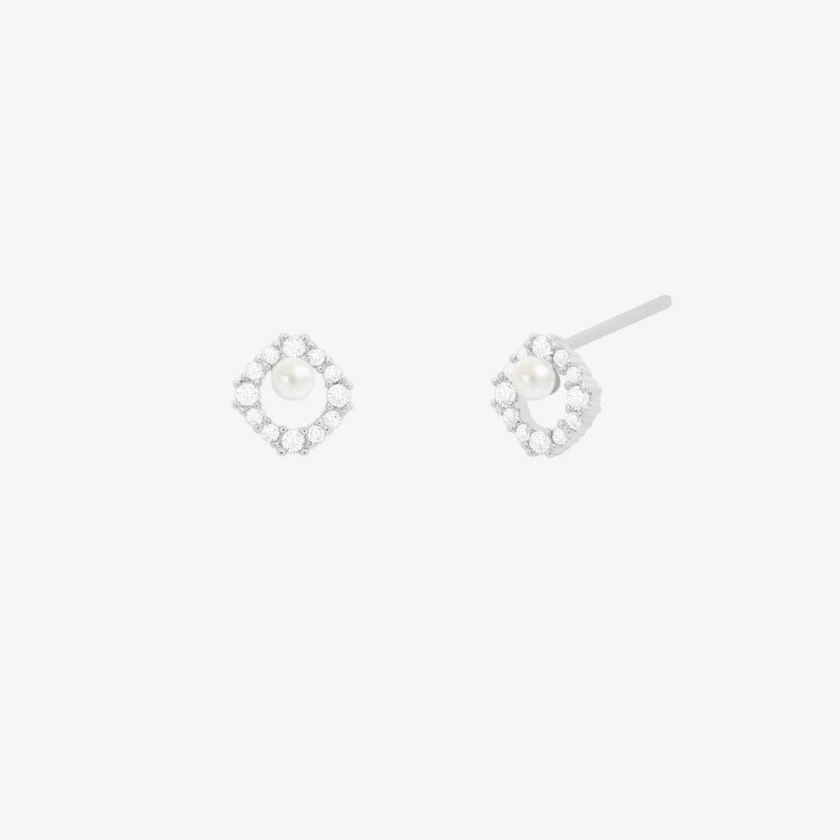 Cubic circle pearl earrings-4