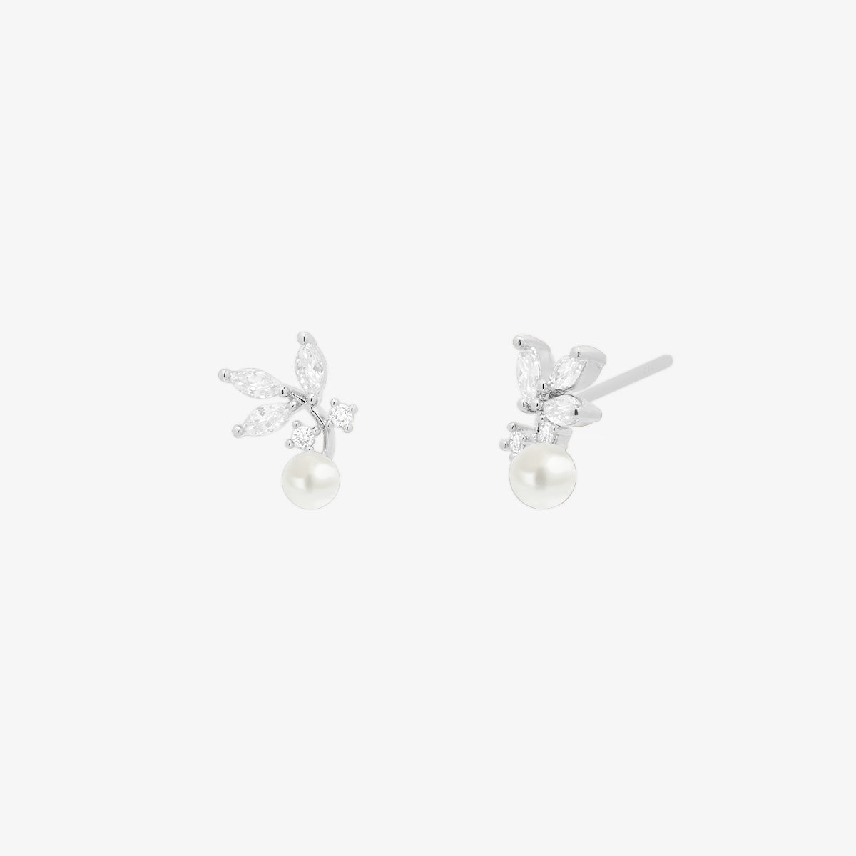 Cubic branch pearl earrings-5