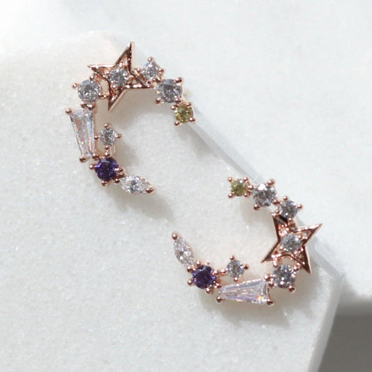 Blue moon star earrings-0