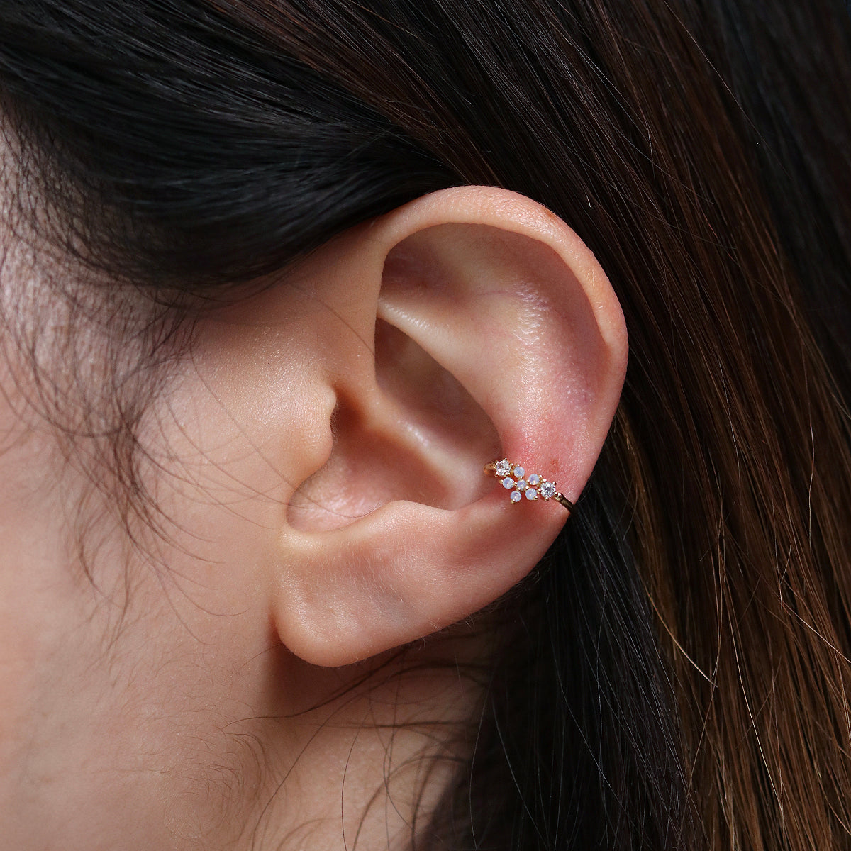 Moonstone Flower Ear Cuff-1