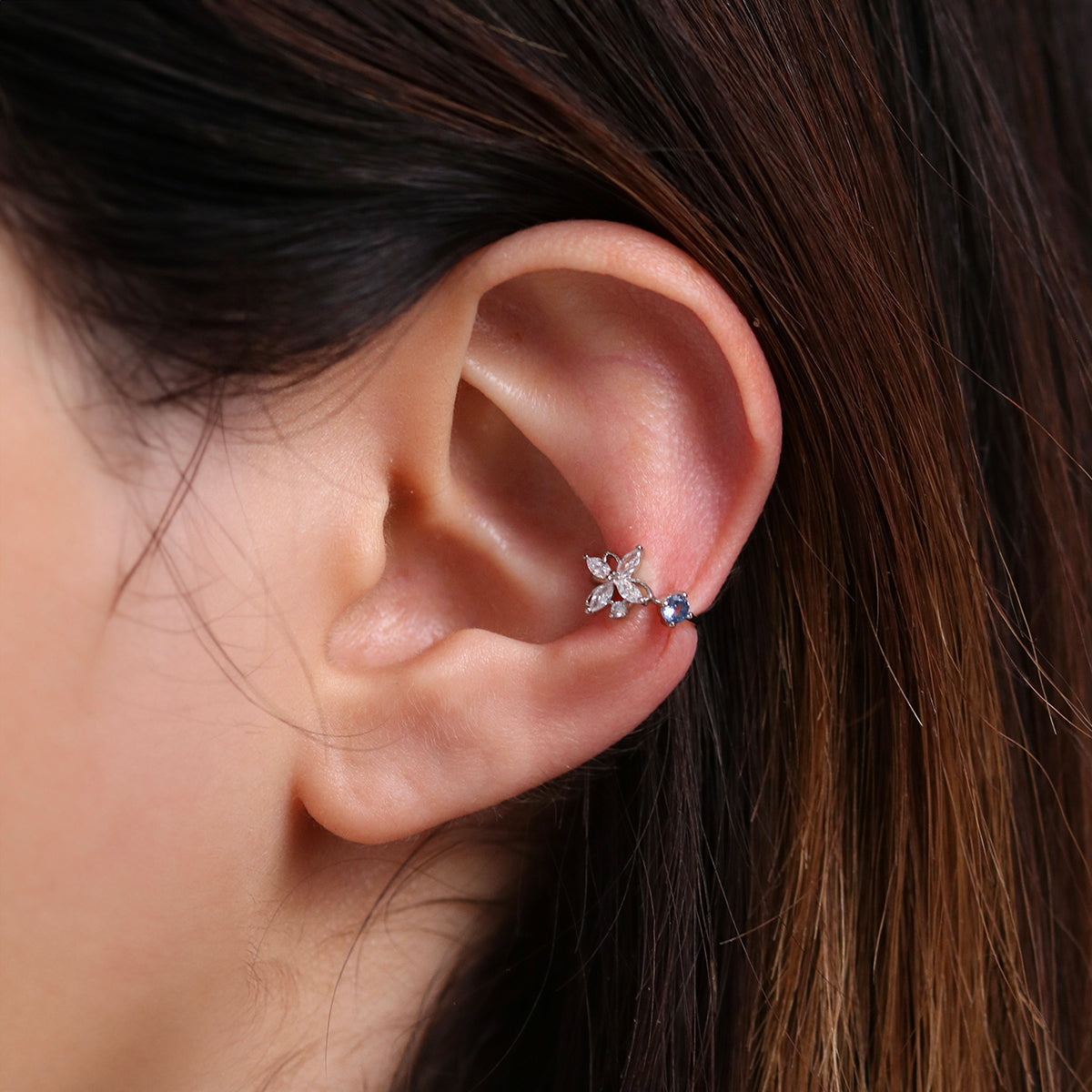 Blue Flower Ear Cuff-2