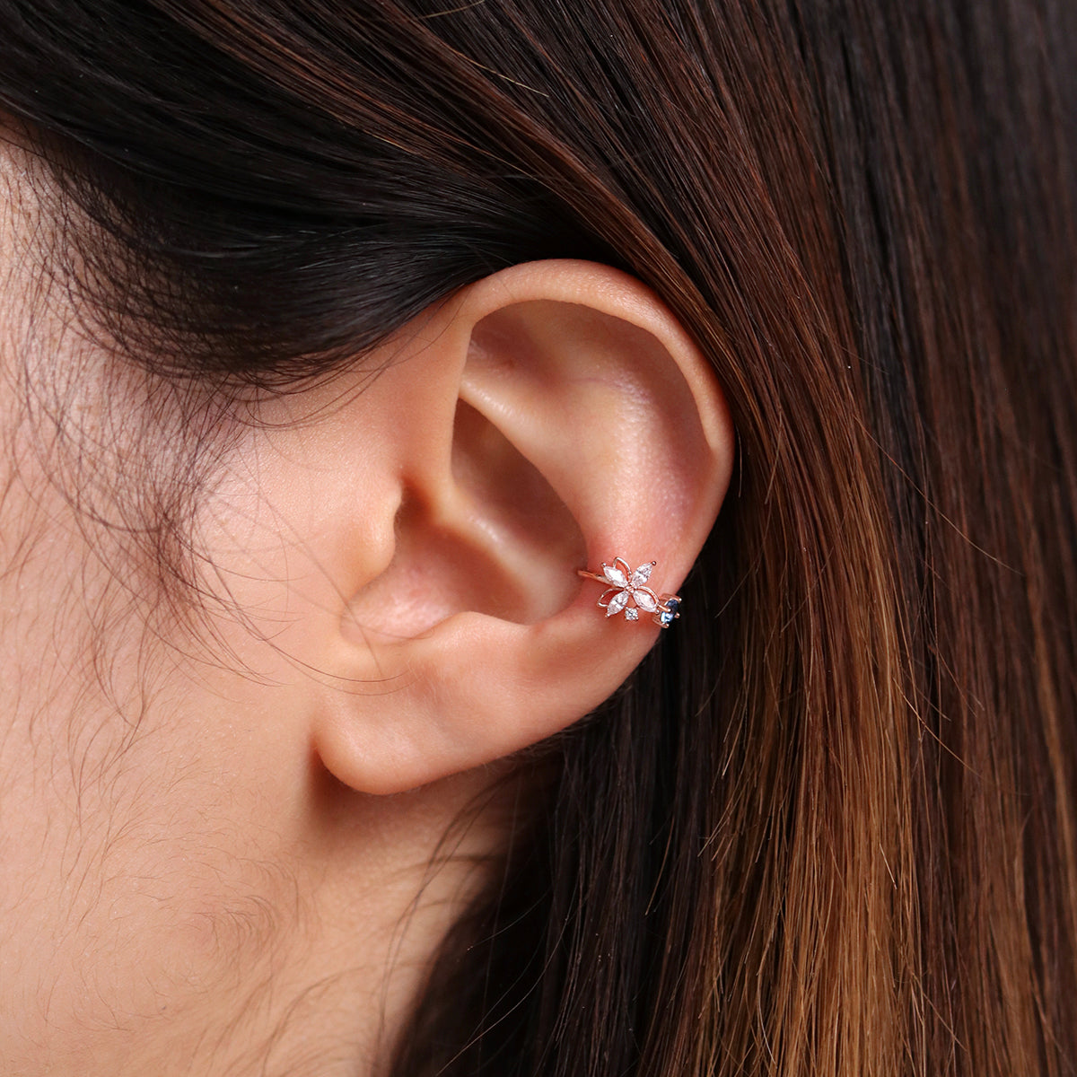 Blue Flower Ear Cuff-3