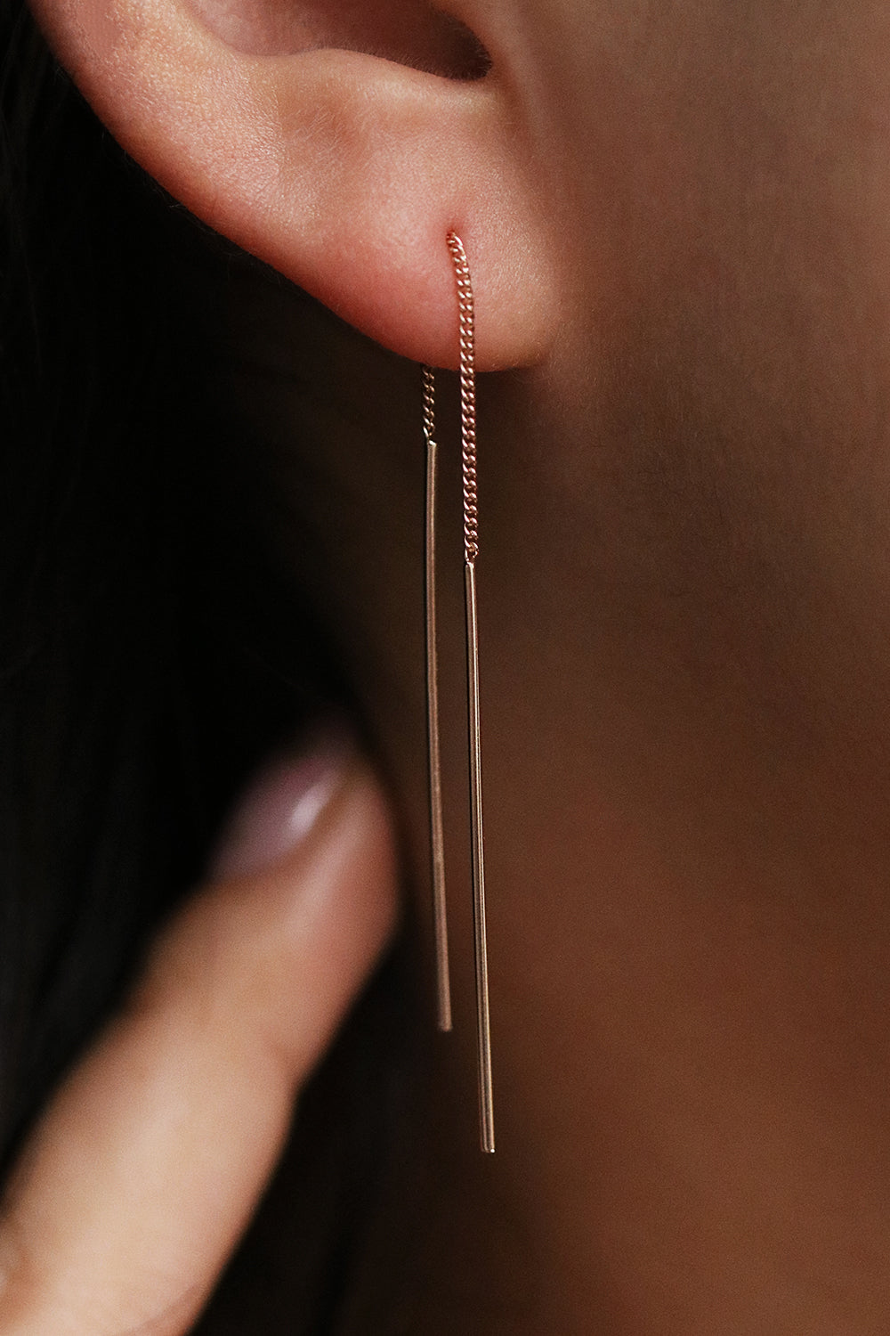 Drop stick long threader earrings-3