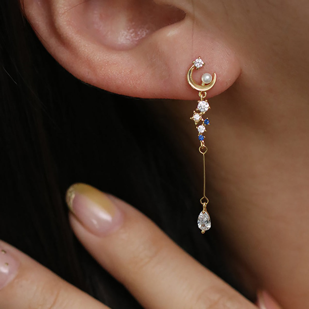 Blue milkyway dangle earrings-2