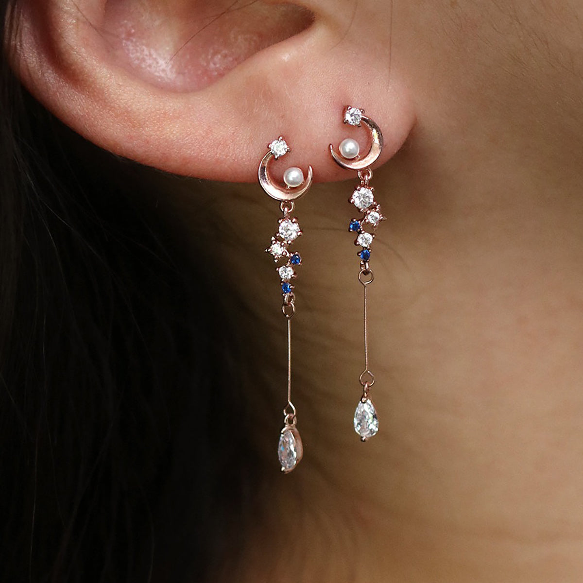 Blue milkyway dangle earrings-1