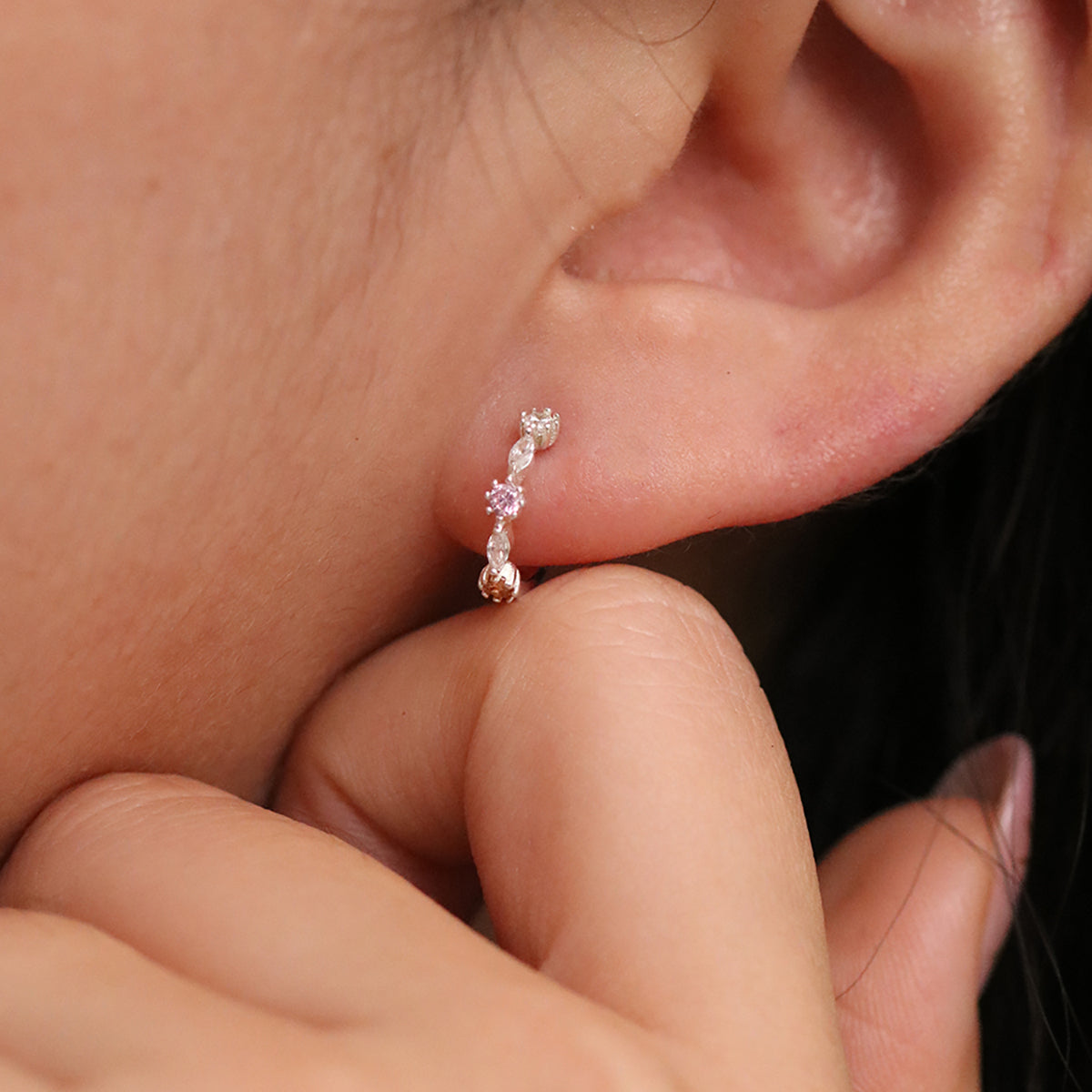 Pastel cubic huggie earrings-1