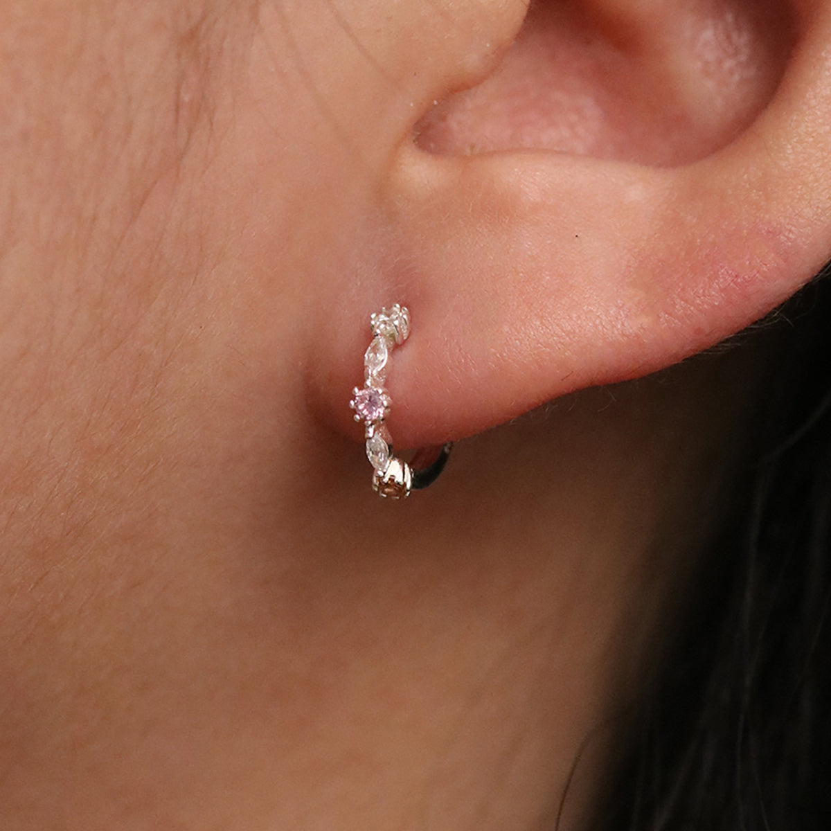 Pastel cubic huggie earrings-2