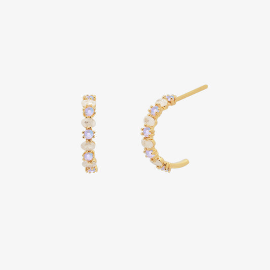Pastel moonstone semi-hoop earrings-0