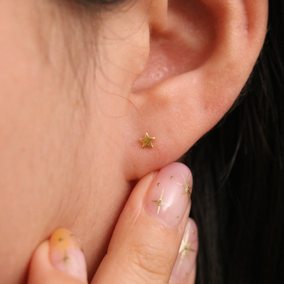 Tiny star stud earrings-4