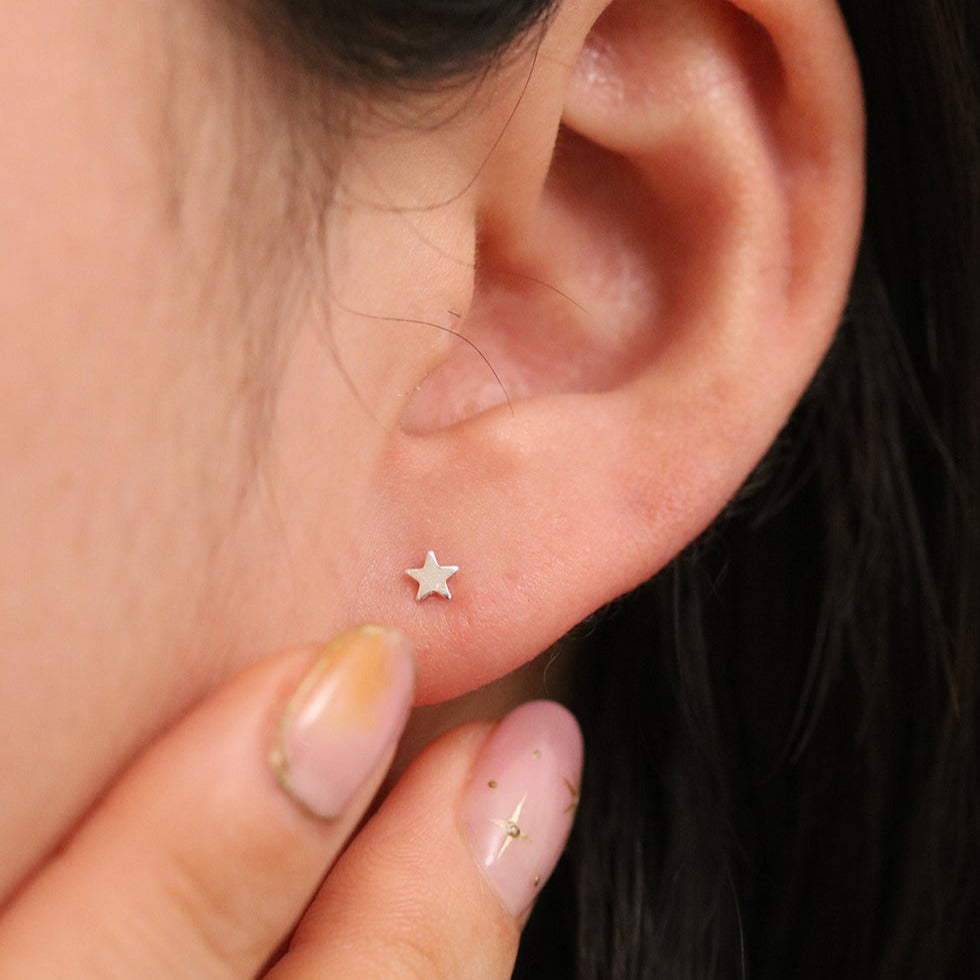 Tiny star stud earrings-1