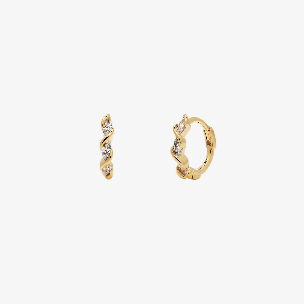 White Topaz Twirl Huggie Earrings-0