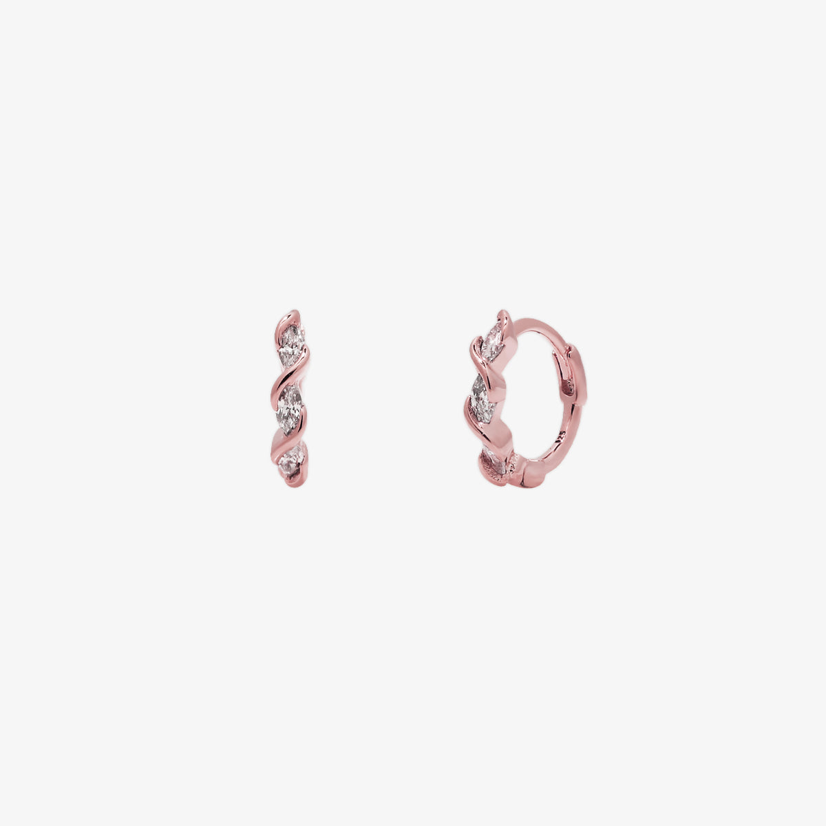 White Topaz Twirl Huggie Earrings-6