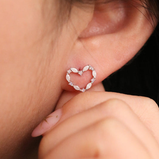 Heart Shaped Moonstone Earrings-0