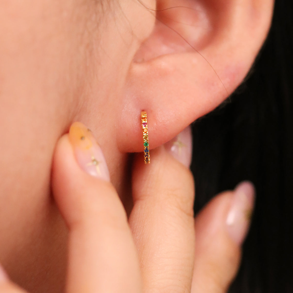 Rainbow Huggie Earrings-2