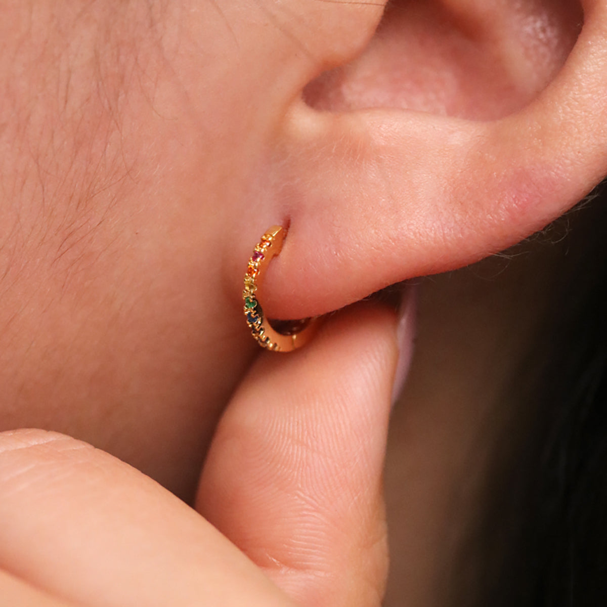 Rainbow Huggie Earrings-1