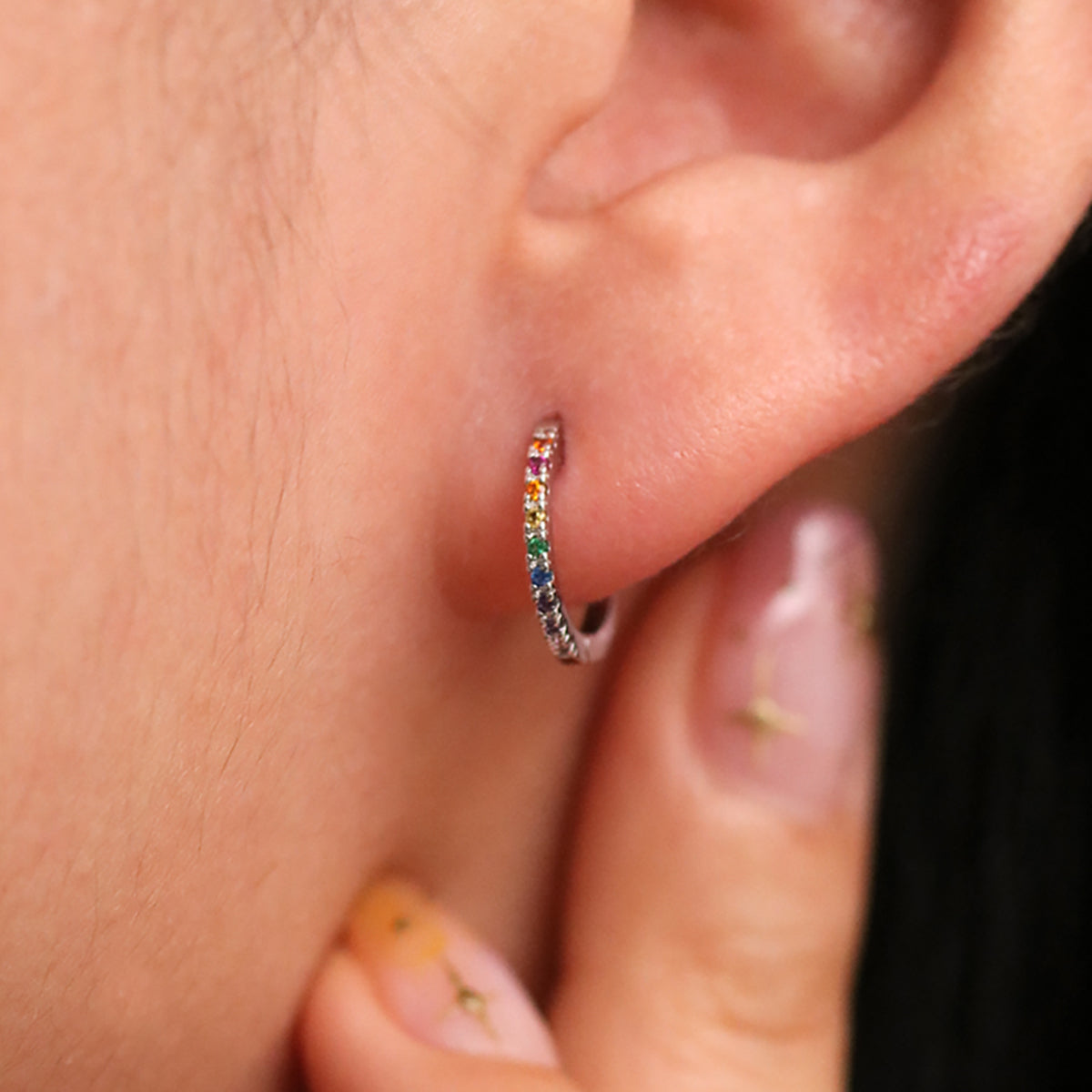 Rainbow Huggie Earrings-3