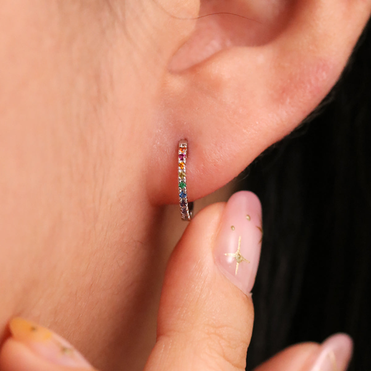 Rainbow Huggie Earrings-4