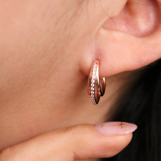 Triple Layer Semi-Hoop earrings-0