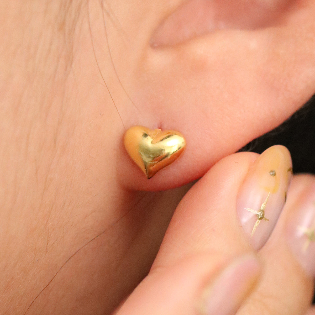 Chunky heart stud earrings-1