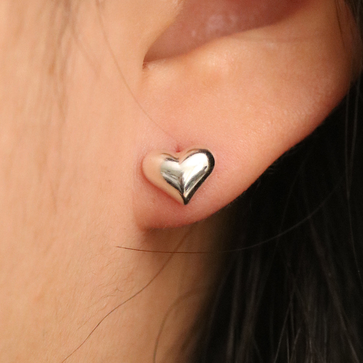 Chunky heart stud earrings-2