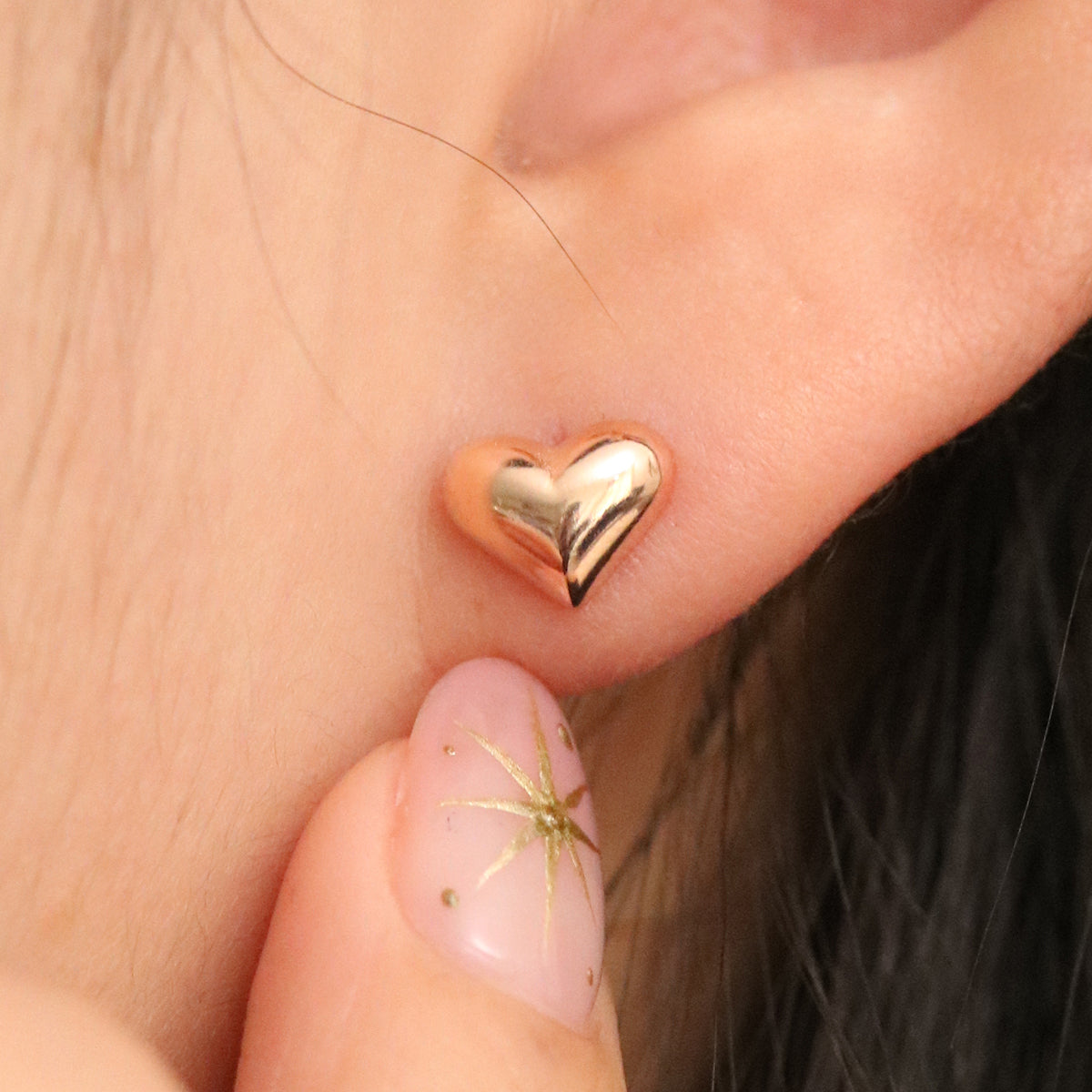 Chunky heart stud earrings-3